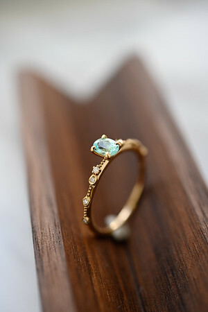 18K Paraiba and Diamond Ring