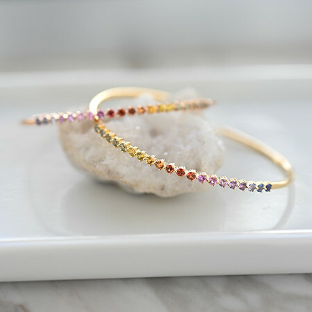 18K Rainbow Sapphire Elastic Bangle