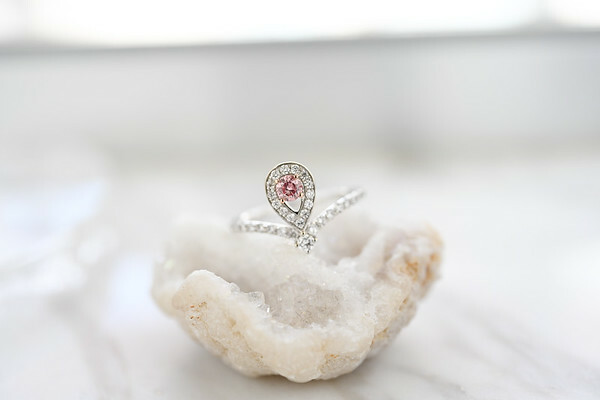 18K Pink and White Diamond Ring