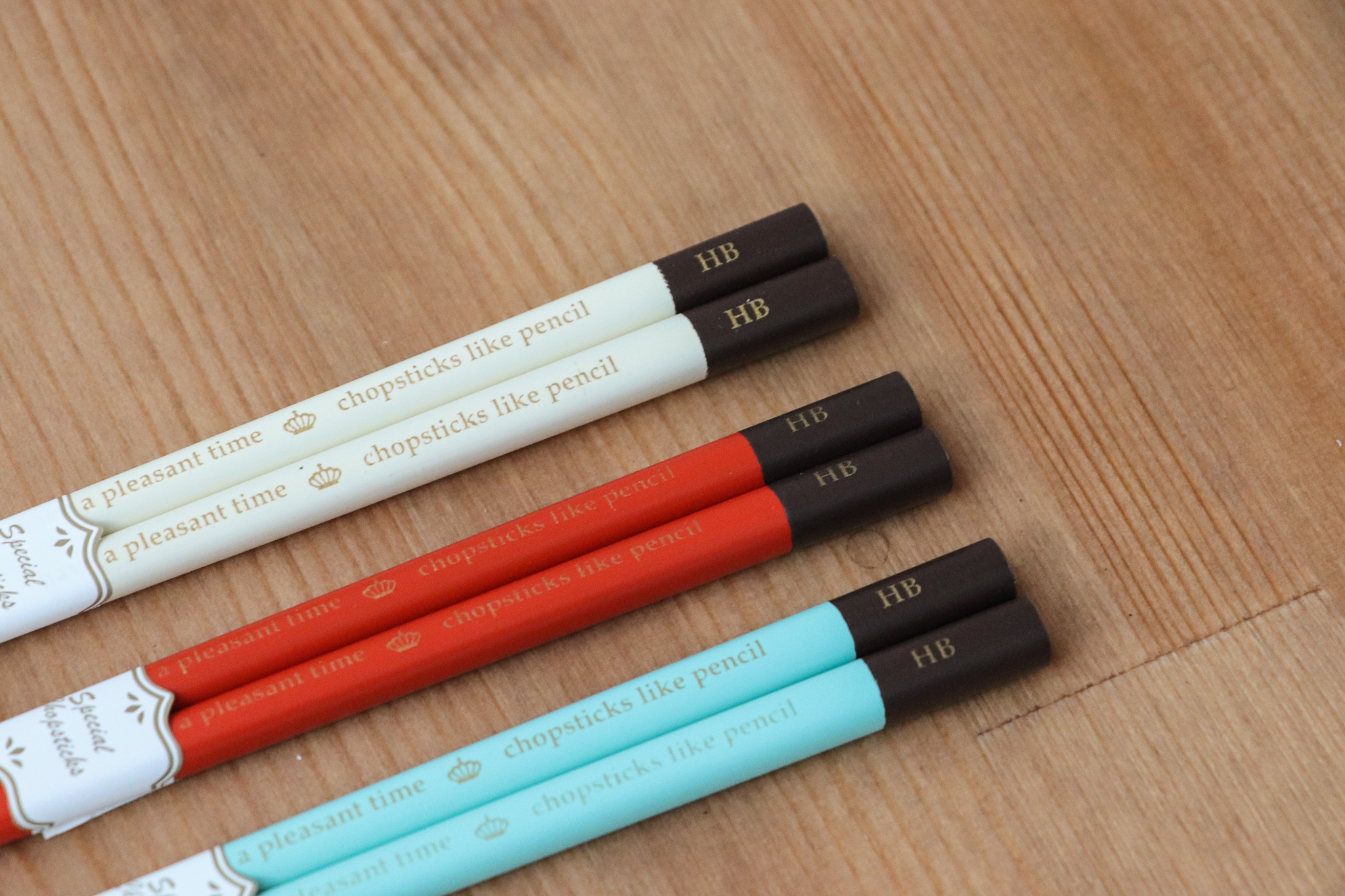 若狭塗箸 HB鉛筆 造型竹筷 三入組