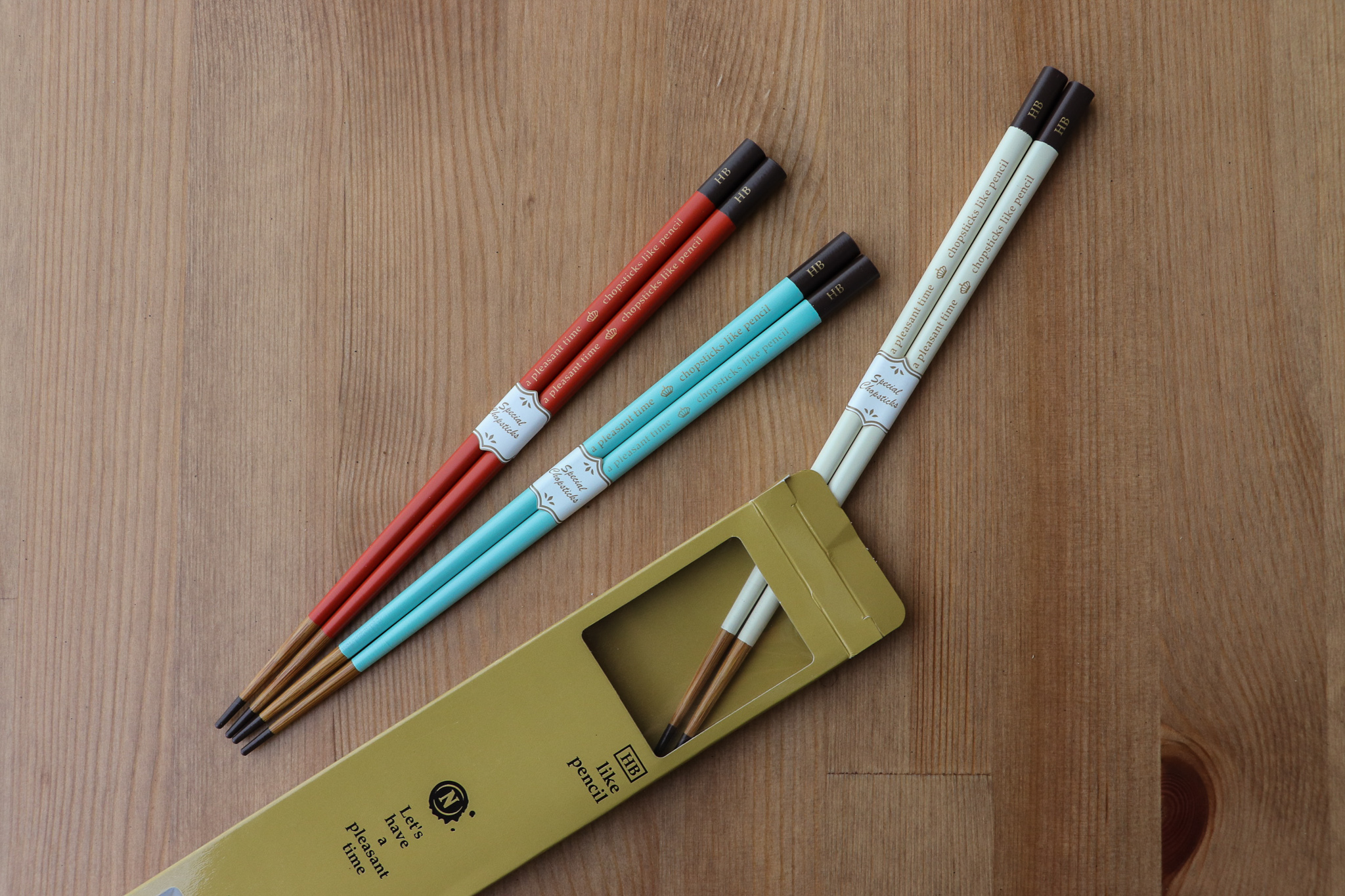 若狭塗箸 HB鉛筆 造型竹筷 三入組