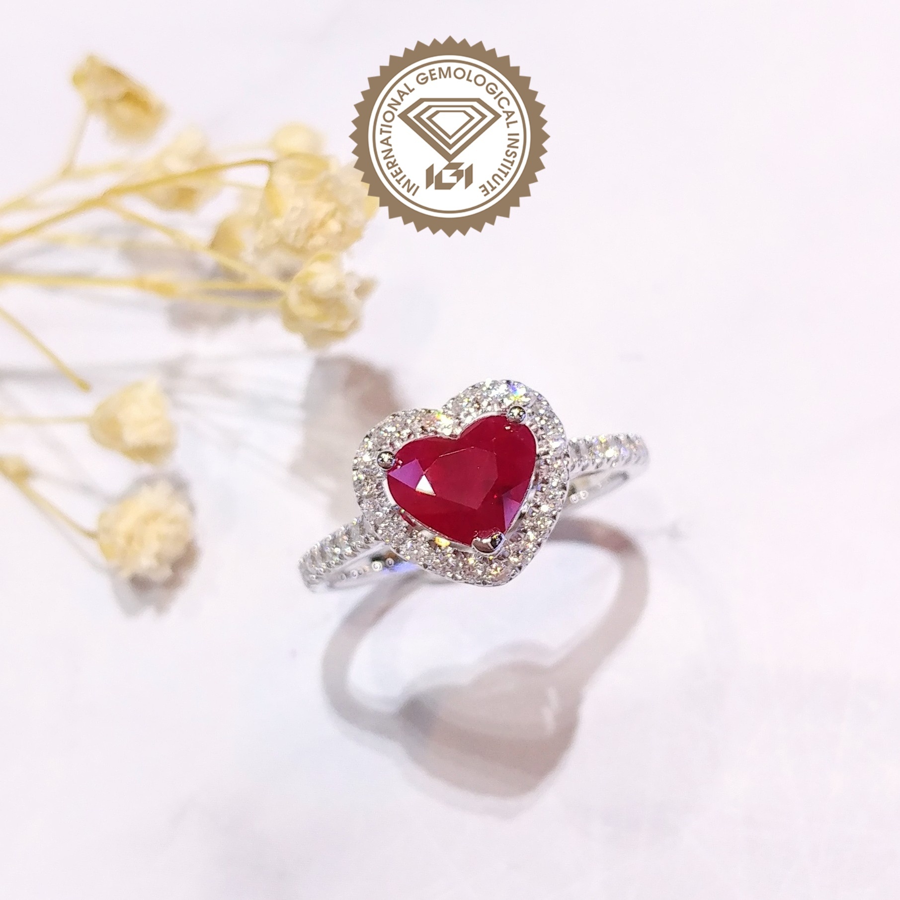 18K White Gold 1.52ct Ruby and Diamond Ring