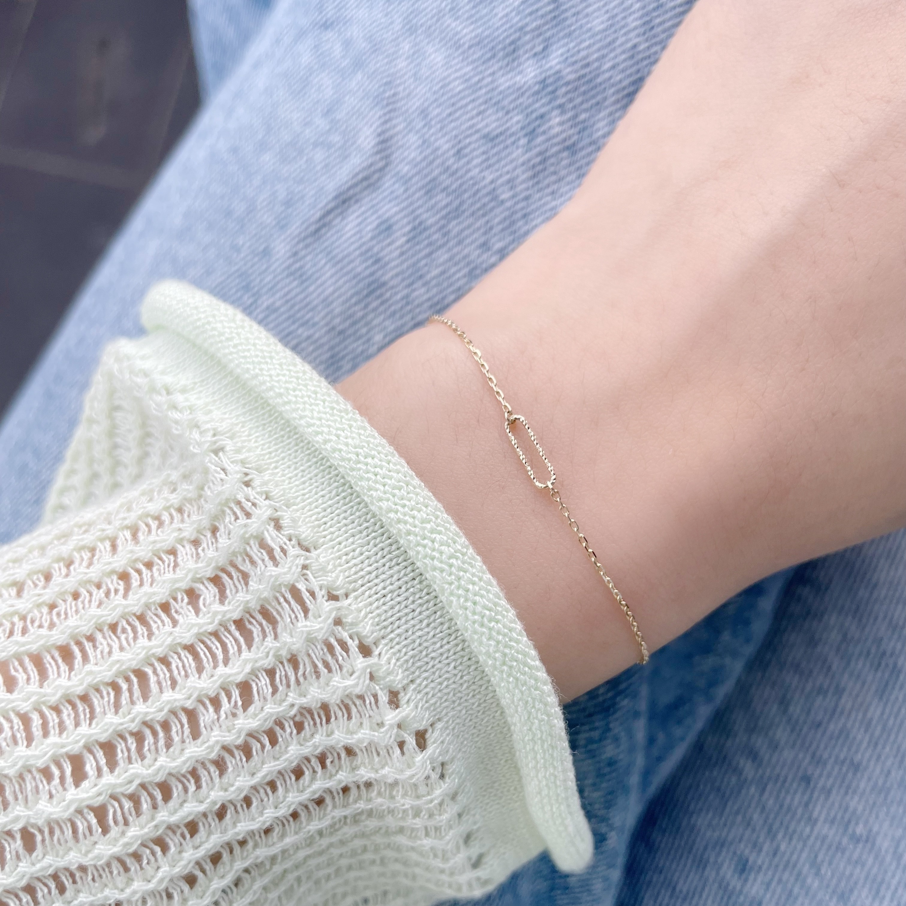 14K閃亮長方星星可調式手鏈