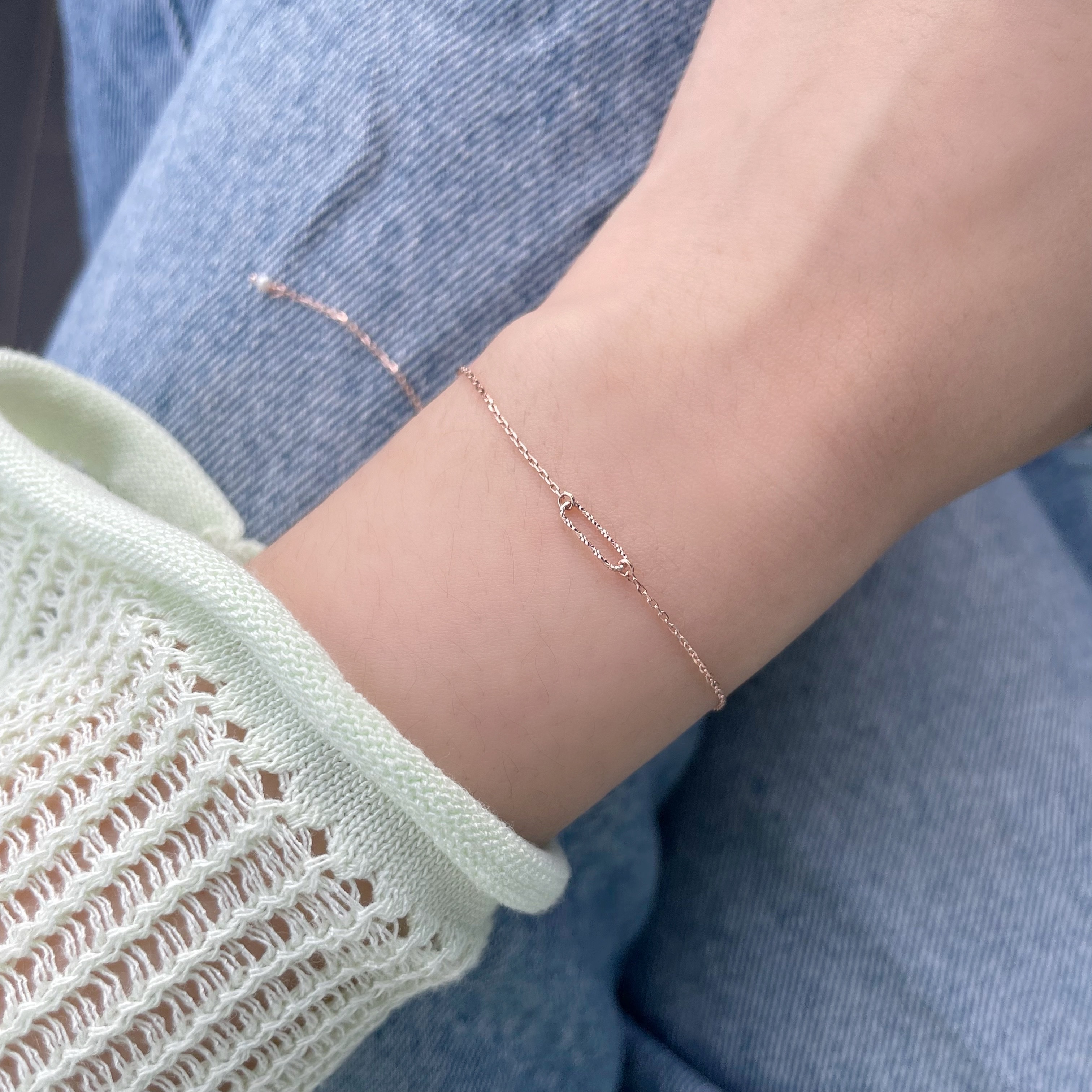 14K閃亮長方星星可調式手鏈