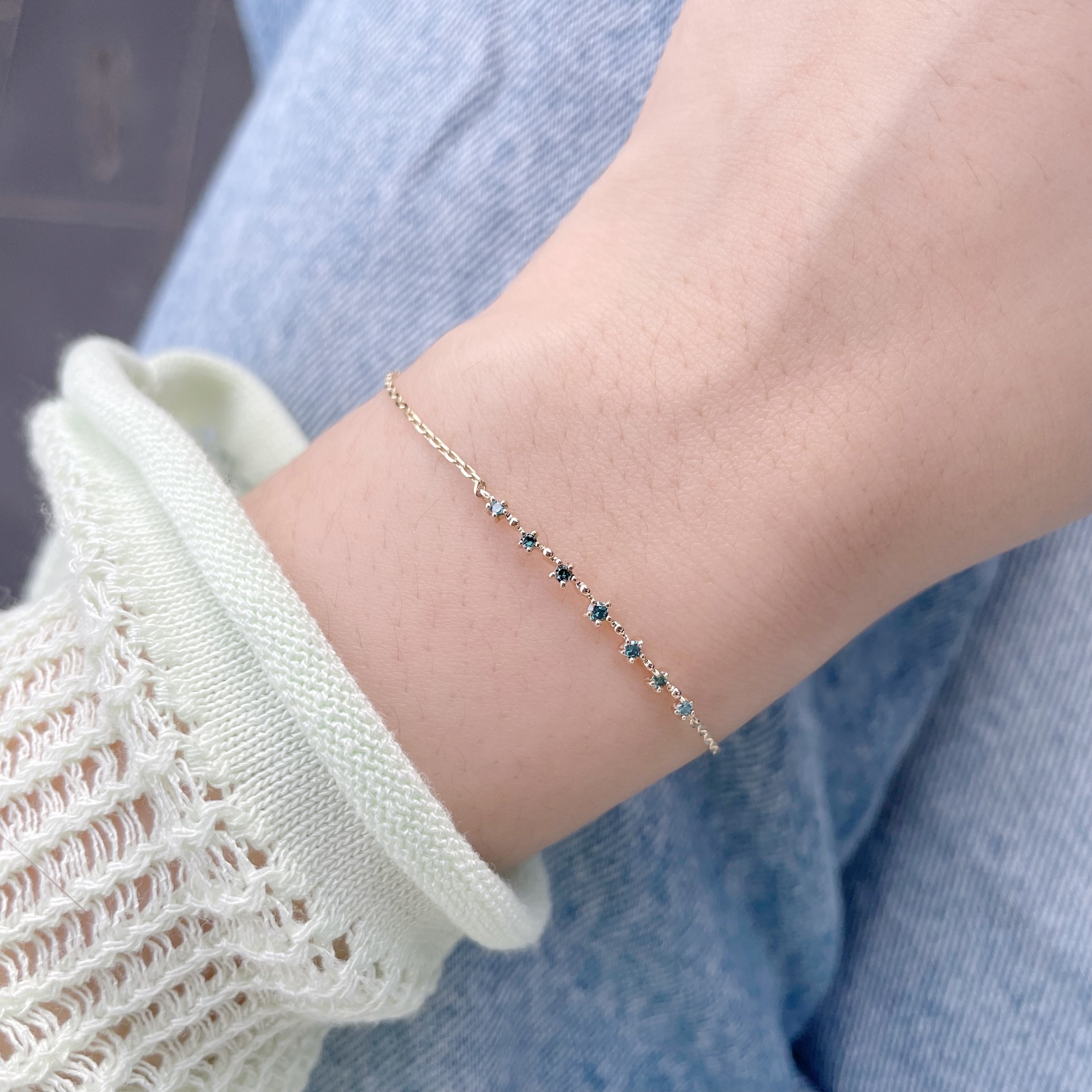 14K Stardust弧排藍鑽手鏈