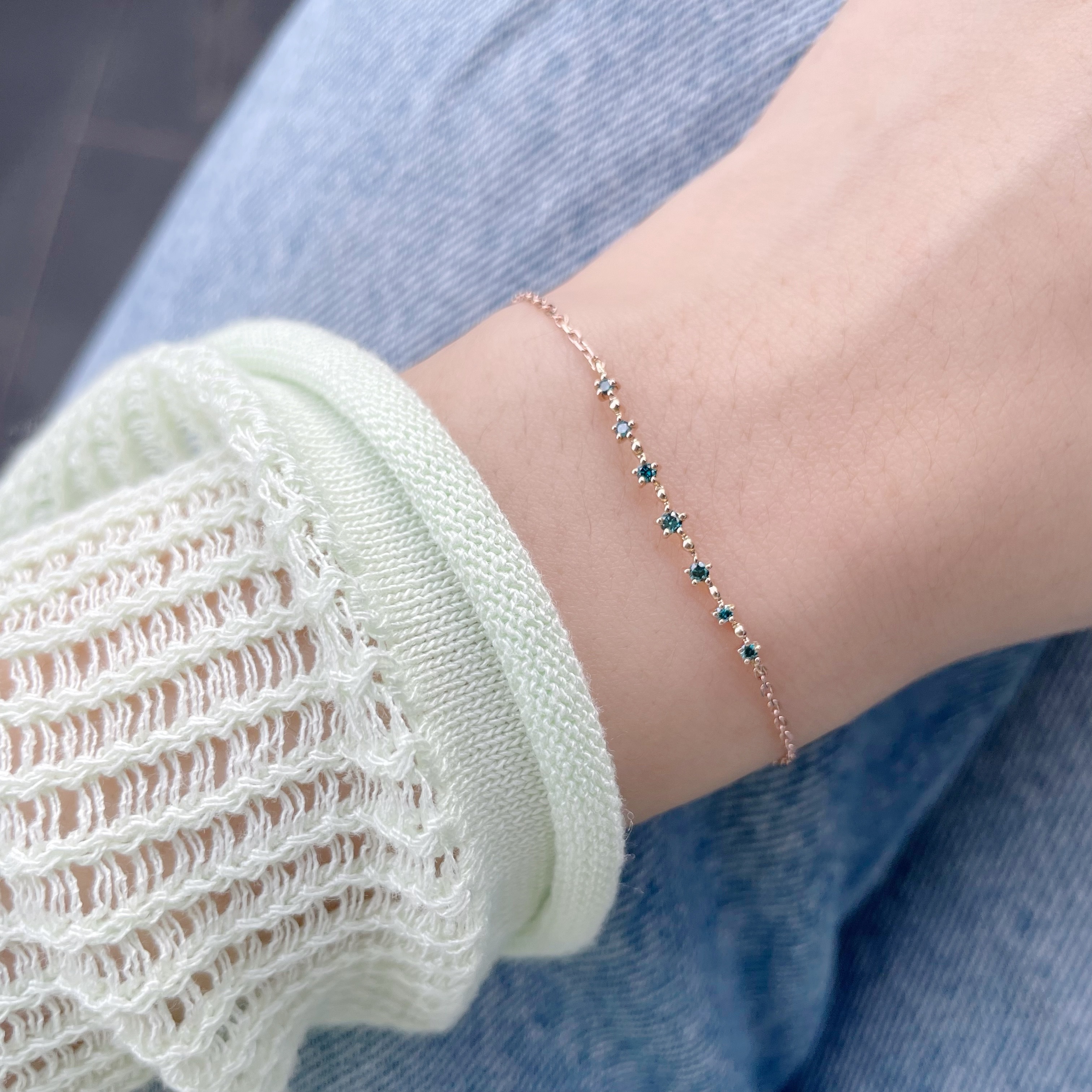 14K Stardust弧排藍鑽手鏈