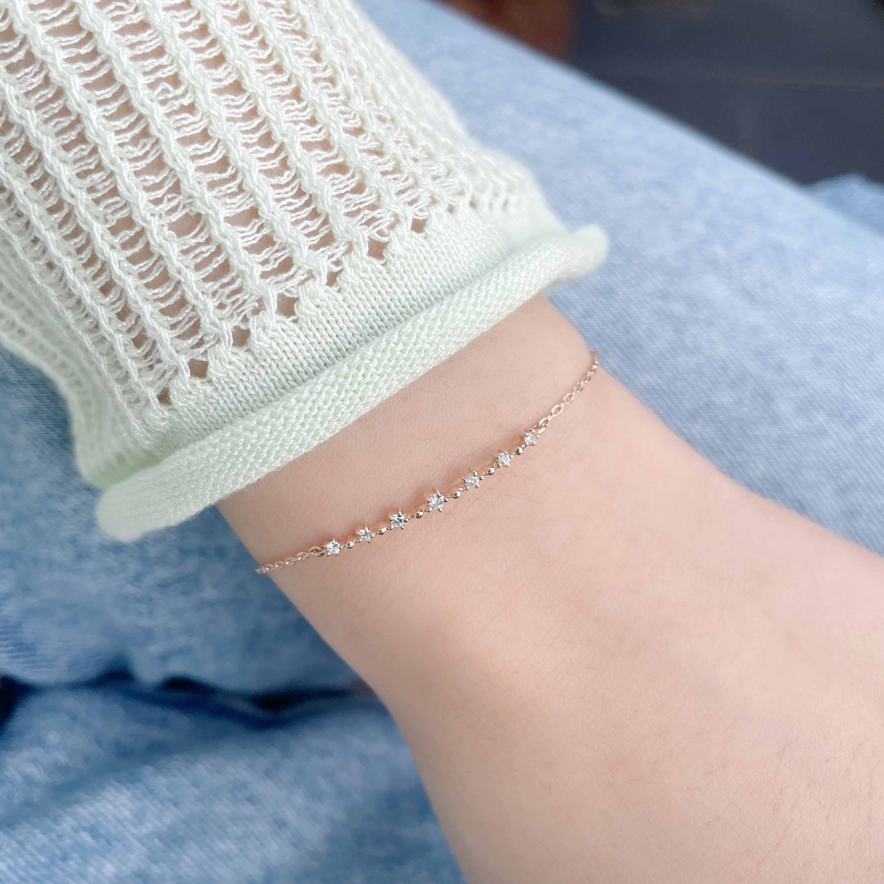 14K Stardust弧排真鑽手鏈