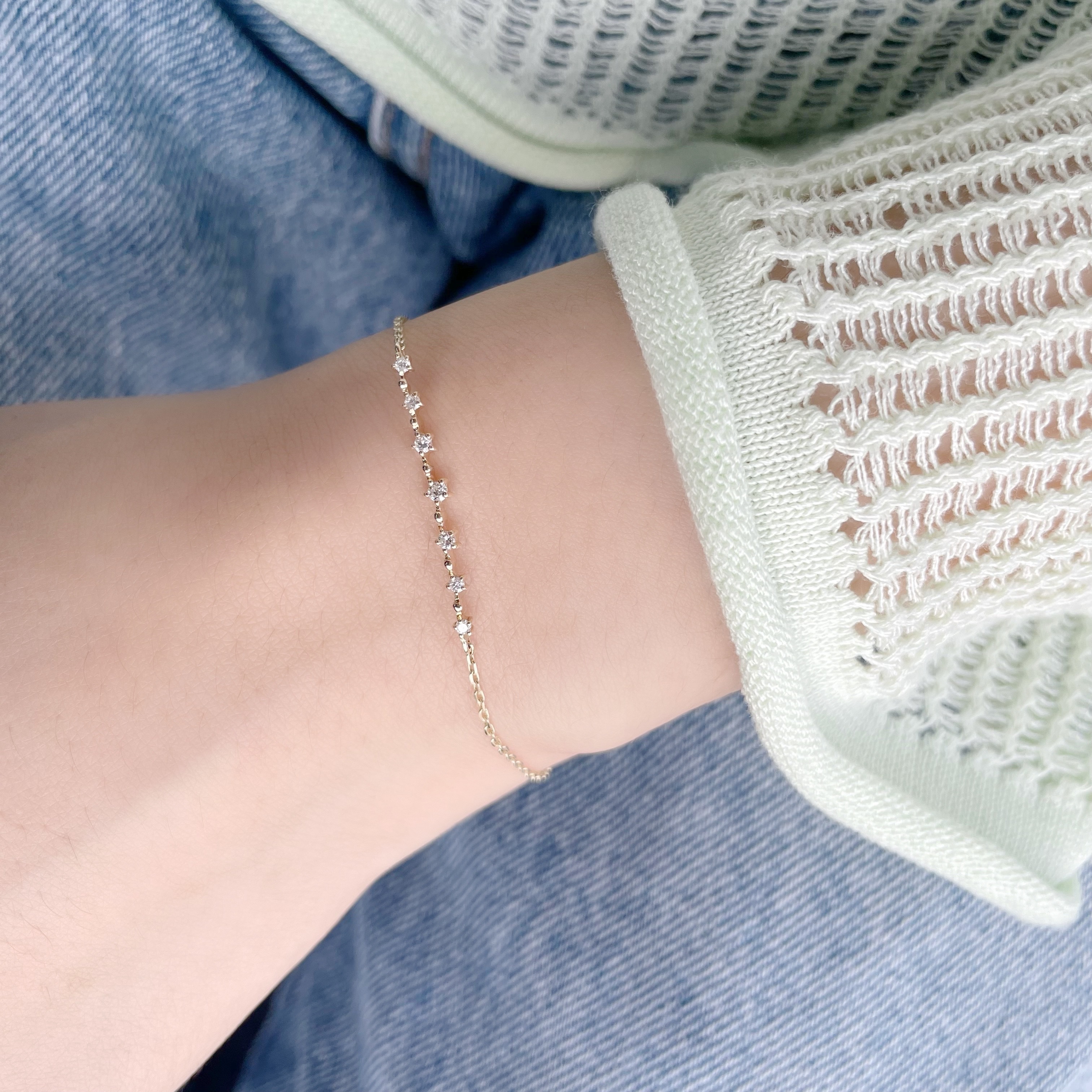 14K Stardust弧排真鑽手鏈