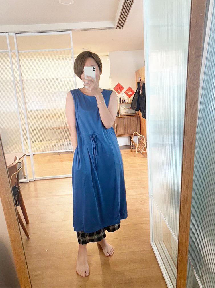 遊走地圖針織抽繩洋裝-飛鳥