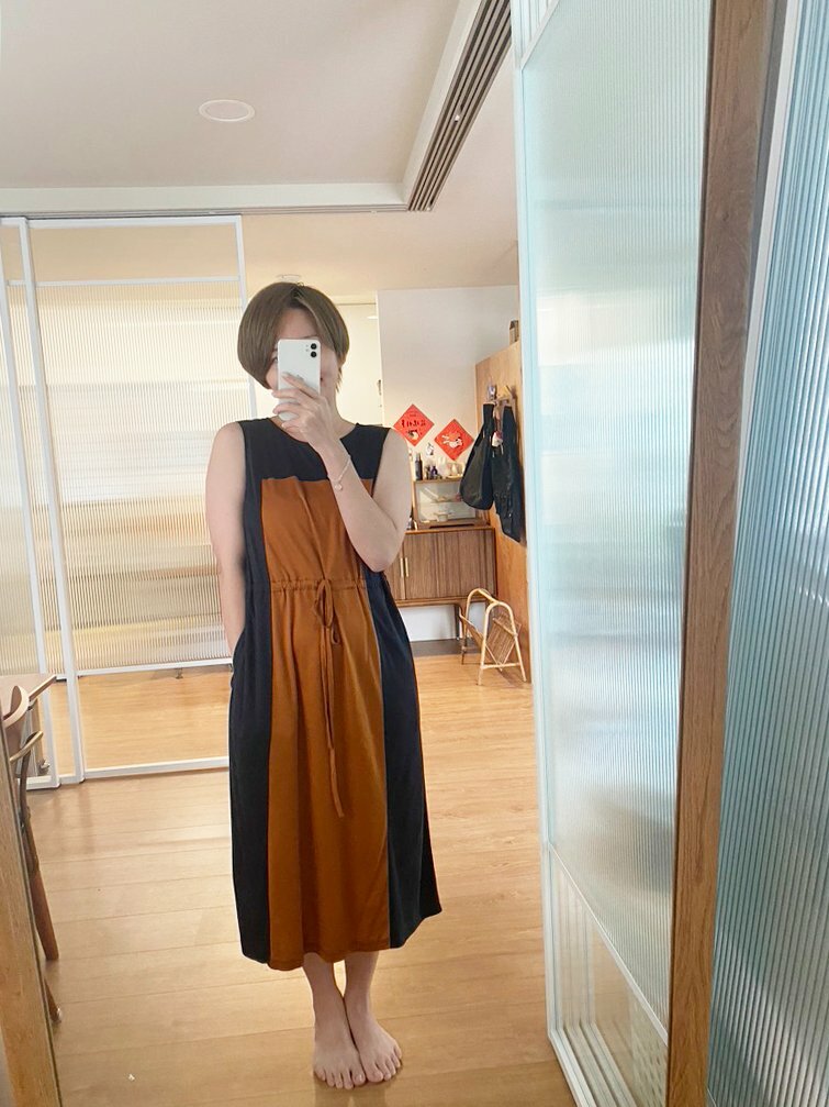 遊走地圖針織抽繩洋裝-迷