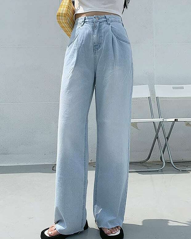 韓國製🇰🇷PT54 夏日打褶薄牛仔闊褲