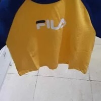 [S] FILA RAGLAN COLOR MATCHING CROP SHORT SLEEVE TEE, NAVY/YELLOW, FS2RSC2153F-NBE (SFL56)