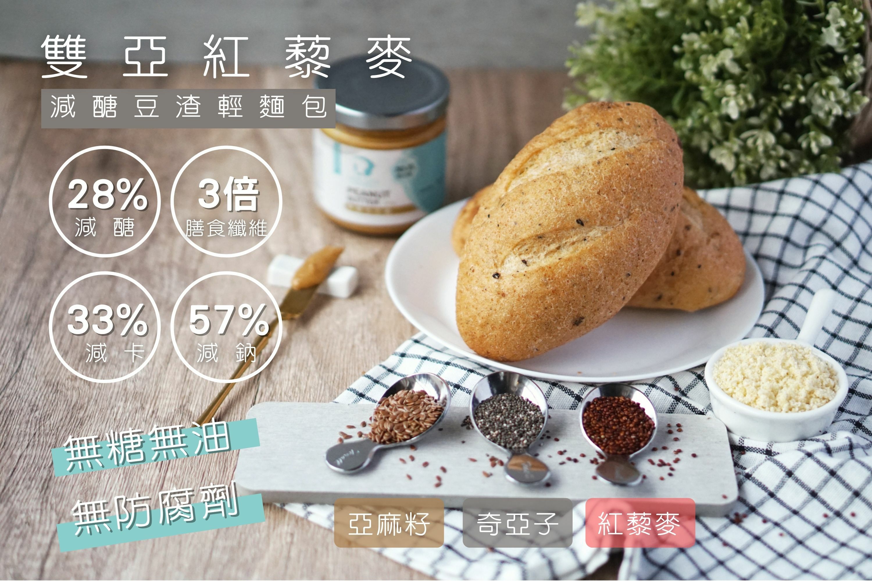 localoca減醣減卡豆渣輕麵包，減醣、高纖、減卡，低碳麵包帶來輕盈生活。