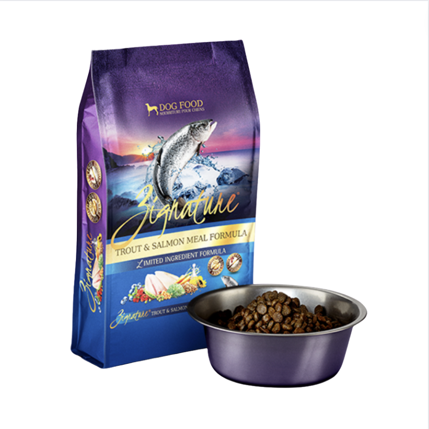Zignature 無穀物袋鱒魚和三文魚配方[細粒]狗乾糧 4LB/12.5LB