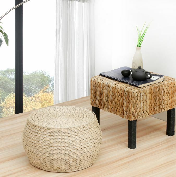 鼓形草編蒲團凳