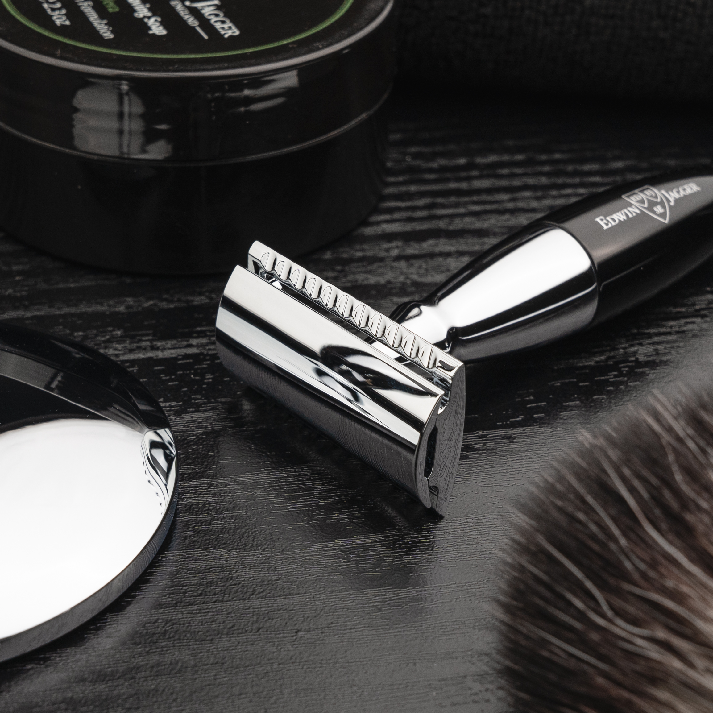 Edwin Jagger 黑色電鍍手柄傳統安全剃鬚刀Safety Razor |張梁記-香港