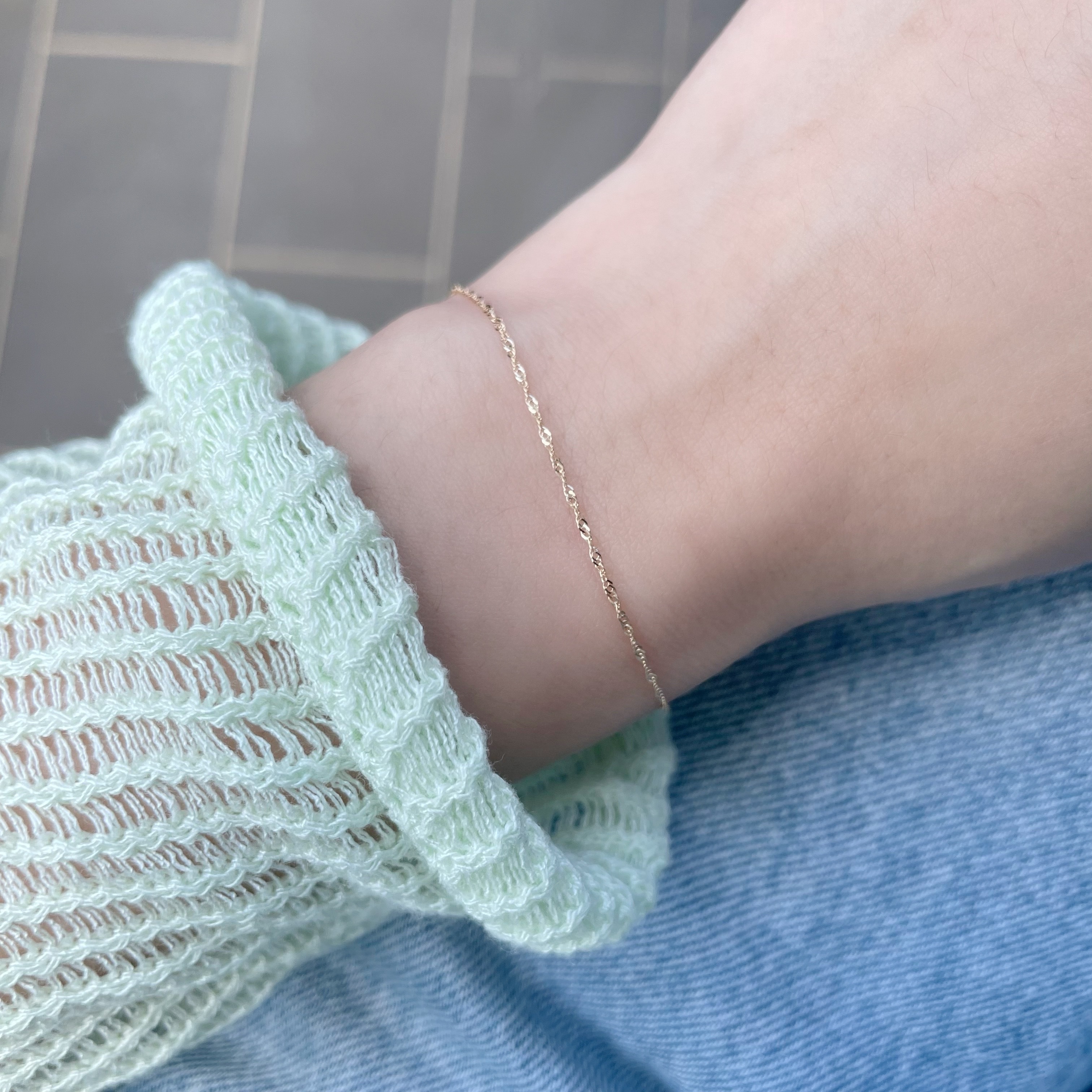 14K輕柔波紋手鏈