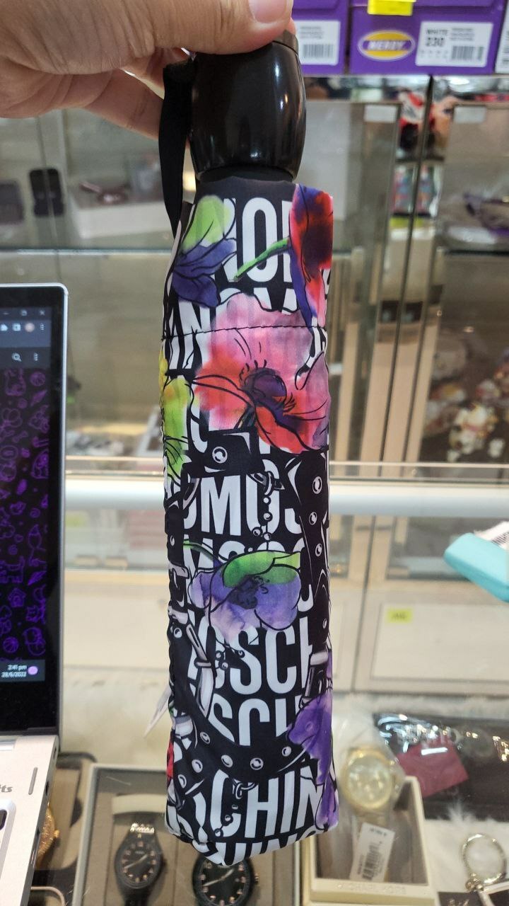 [S] MOSCHINO FLORAL AUTO OPEN CLOSE UMBRELLA,BLACK MULTI, 8016-BLACK MULTI (SM99)