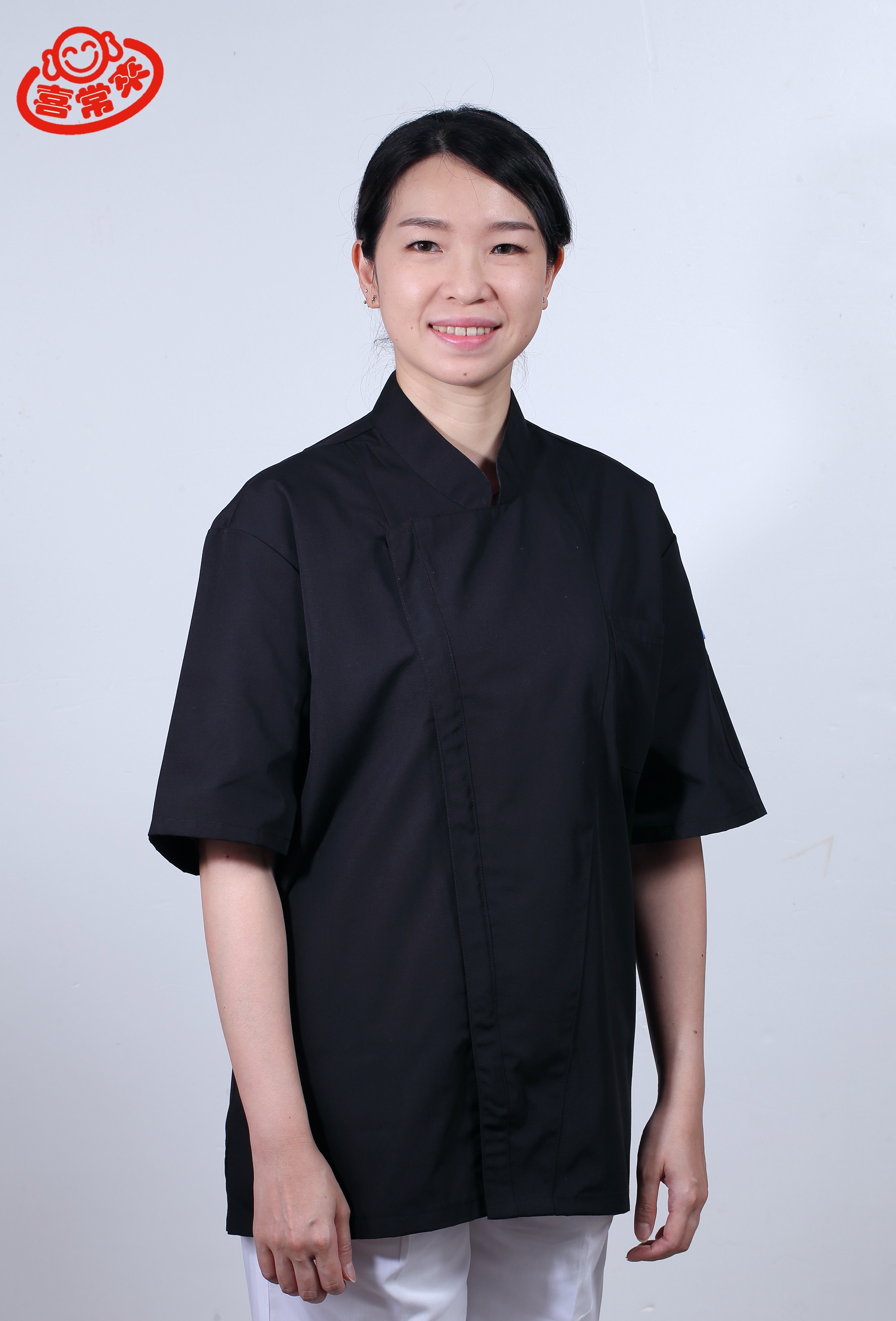 訂製＊平黑-拉鍊式廚師服 短袖/七分袖