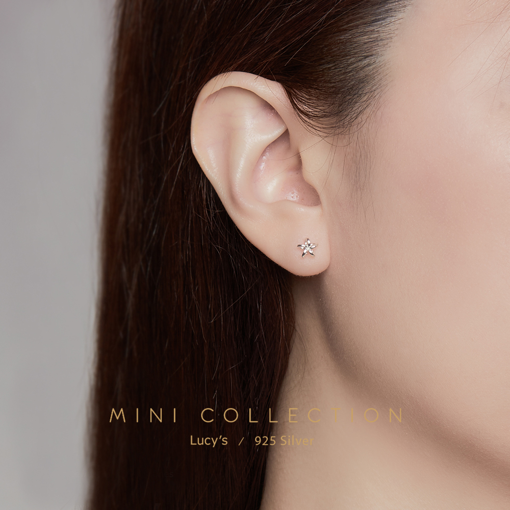 *925純銀〔輕銀系列〕簡單小花 耳環 (100522)