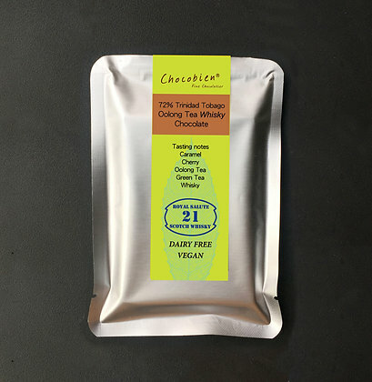 [香港製造] Chocobien 烏龍茶威士忌72%千里達島和托巴哥島朱古力 50g