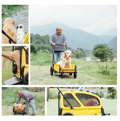 日本AirBuggy Carriage 大型犬 高級寵物手推車 50kg以上 - 黃色