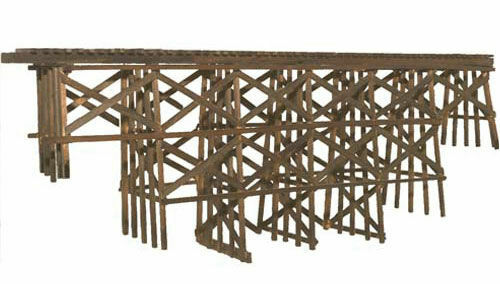 JV Model 345-2014 HO scale  Wood Timber Trestle Kit 18 x 16" 45.7 x 40.6cm