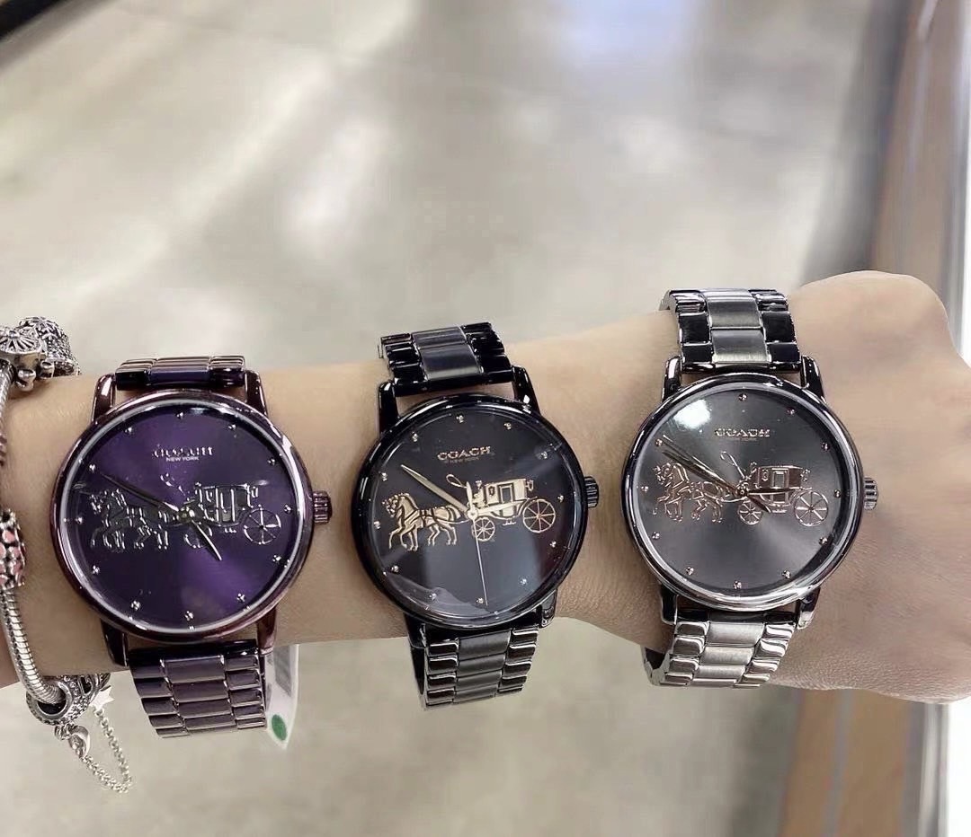 【現貨】COACH 經典馬車手錶 馬車logo 石英錶 不鏽鋼錶帶 女錶
