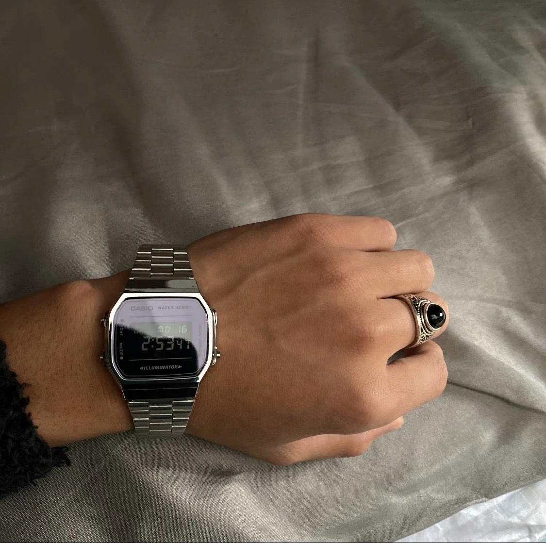 <快速出貨> Casio Vintage 銀方塊復古手錶 男女同款 黑表面