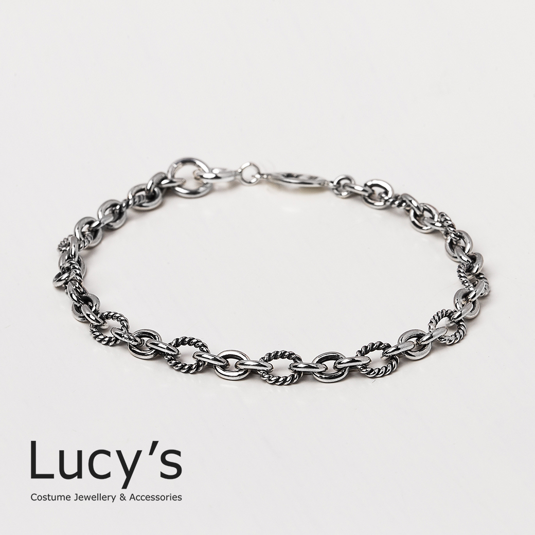 925純銀 麻花圈 手鍊 (73561)