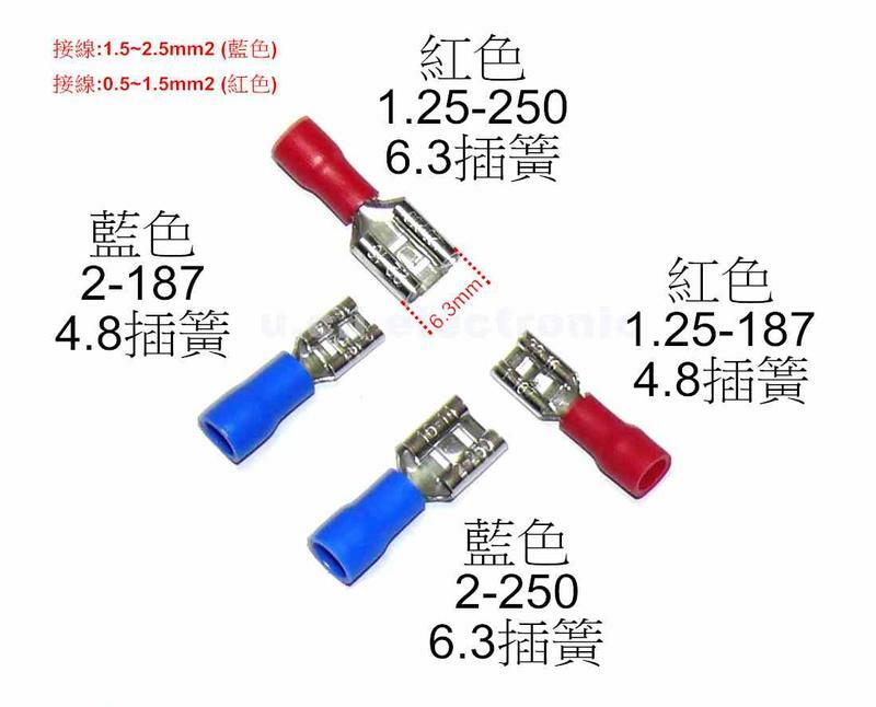【UCI電子】 (A) 250端子 187端子 冷壓端子 端子
