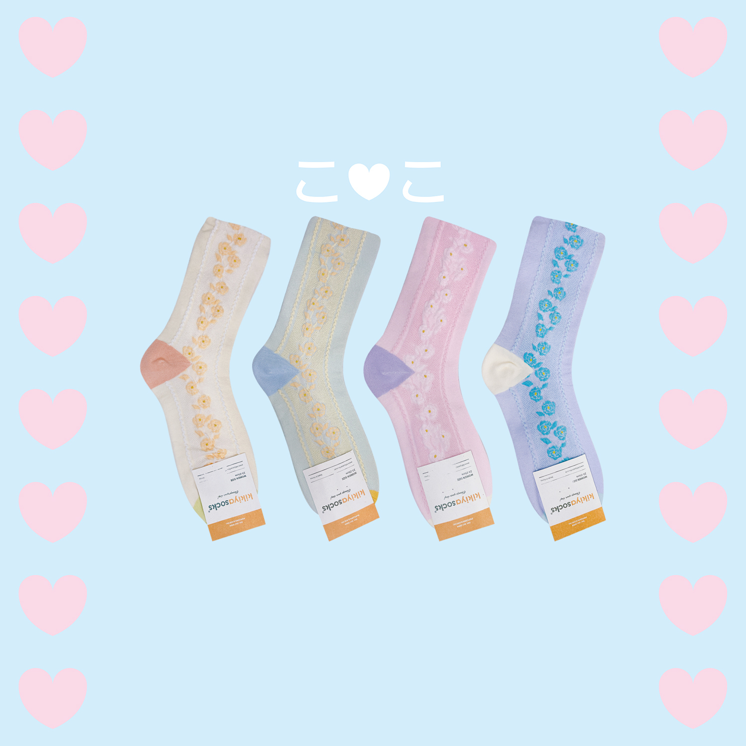 正韓浪漫花花粉嫩色泡泡襪子