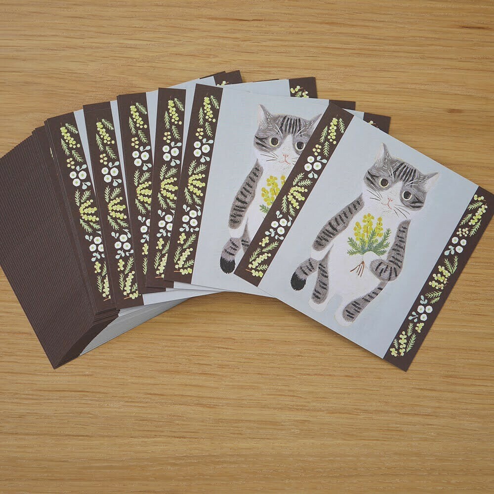 銀虎斑 插畫便條紙 50枚｜日本 4legs