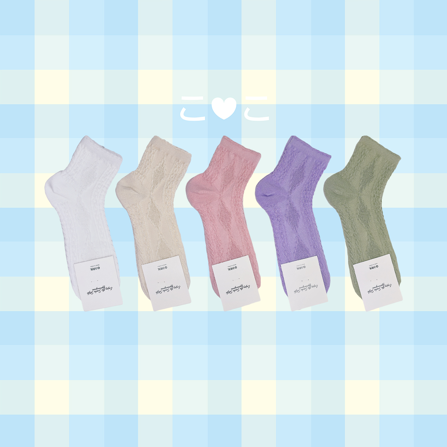 正韓菱格素色藤蔓泡泡襪子