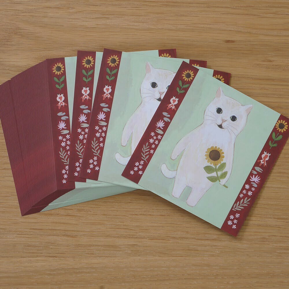 白貓 插畫便條紙 50枚｜日本 4legs