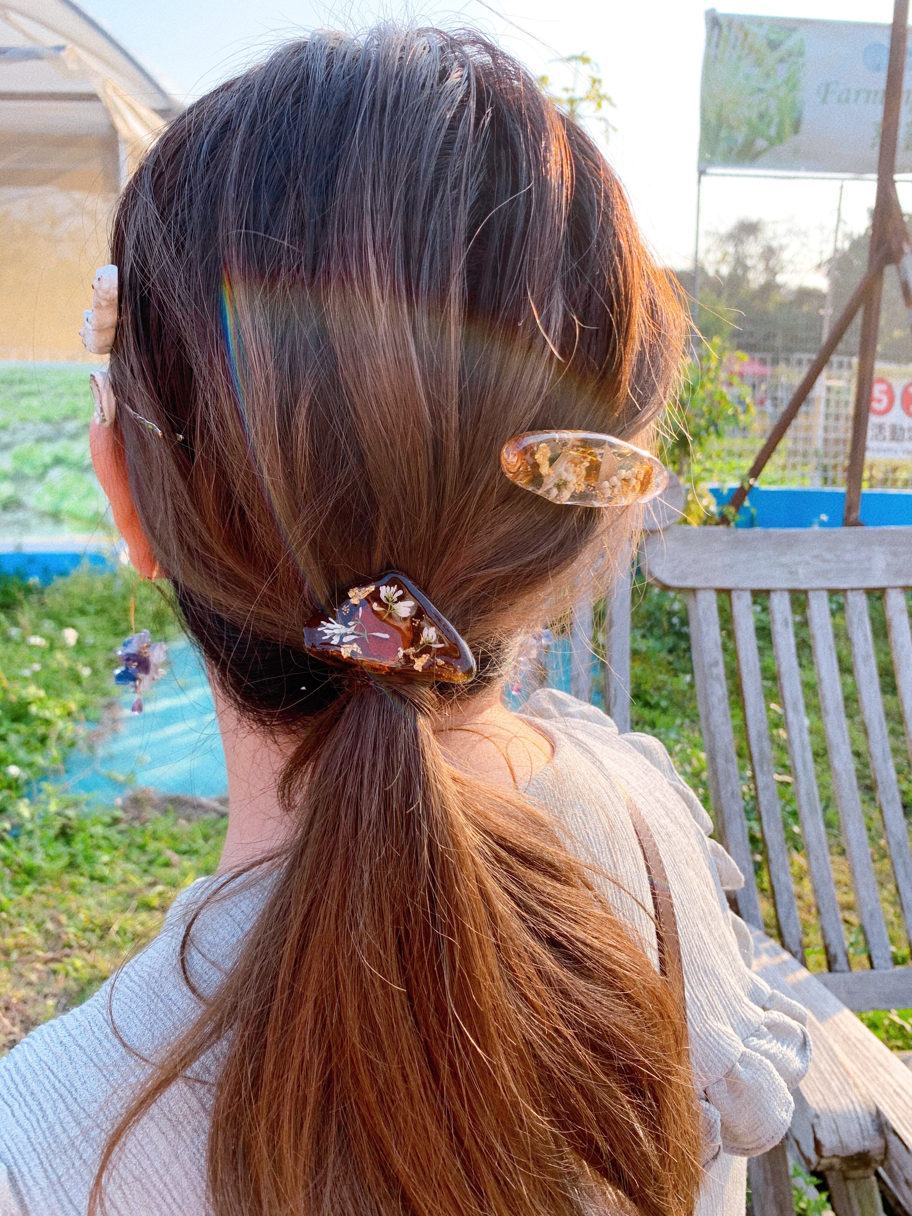 [手作家] 復古啡色乾花封入耳環/髮夾/髮圈插 (網站限定優惠)