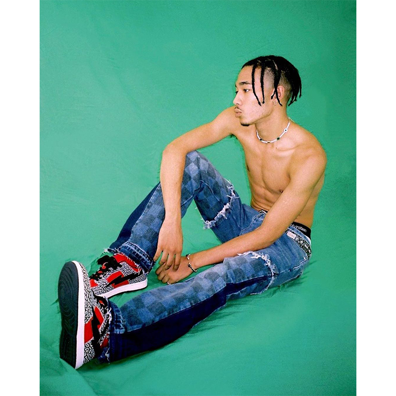 SALUTE ACADEMY x SUPPLIER 棋盤格水洗單寧褲