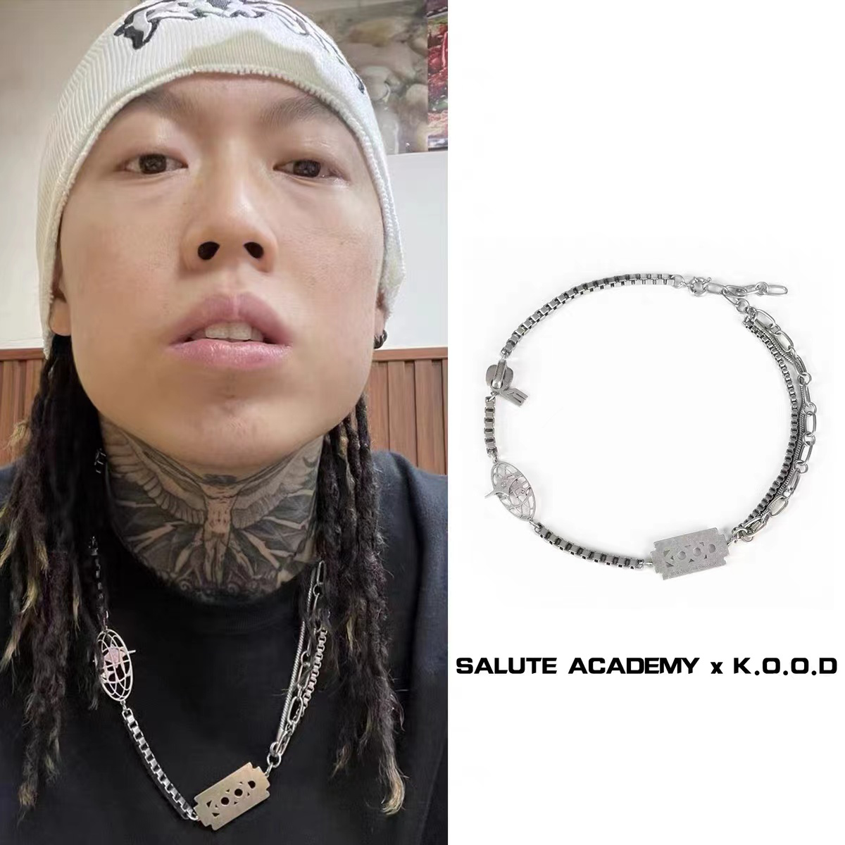 SALUTE ACADEMY x K.O.O.D 不規則組合多鏈條刀片項鍊