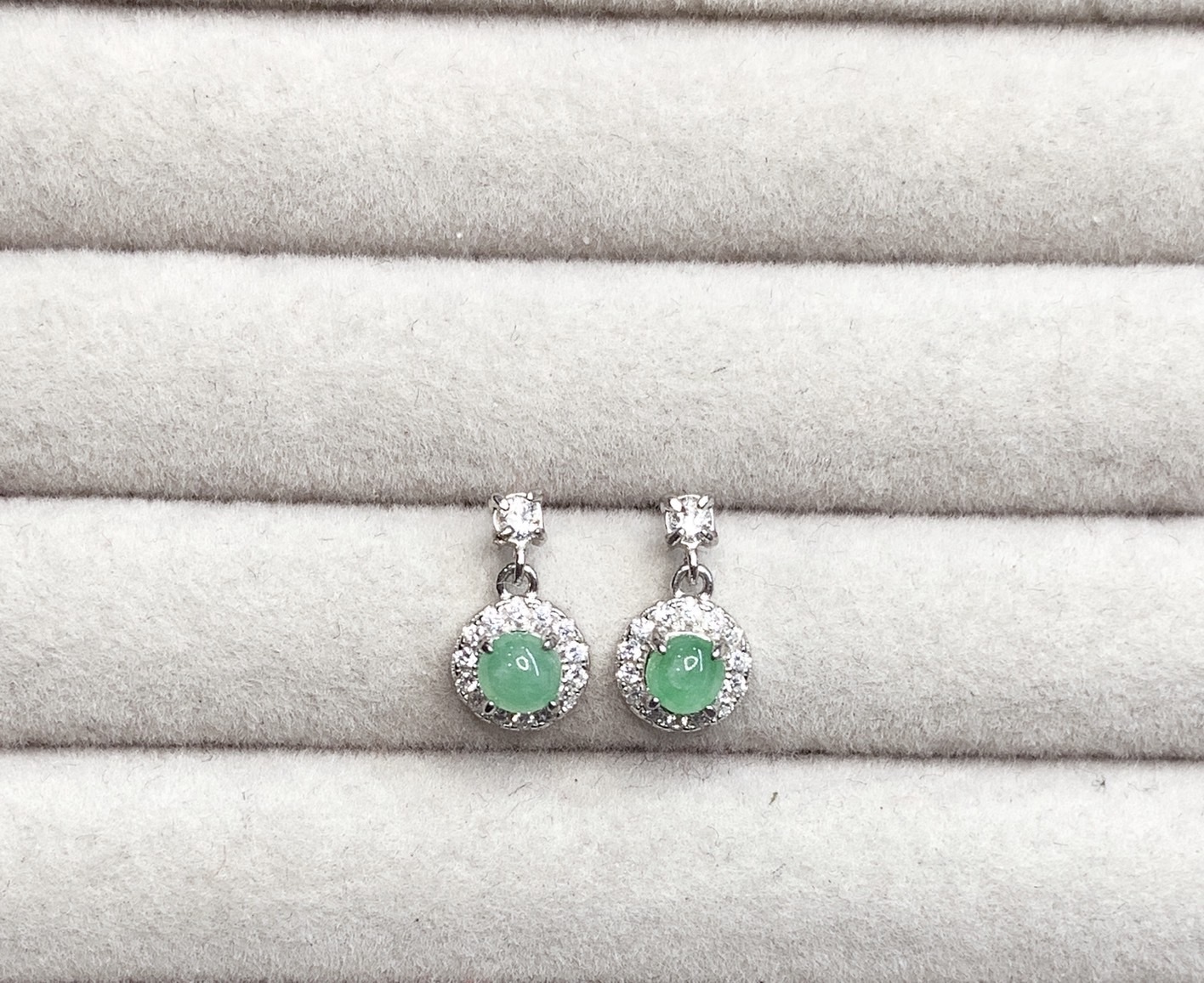 小小果子丨迷你冰果綠翡翠銀耳環