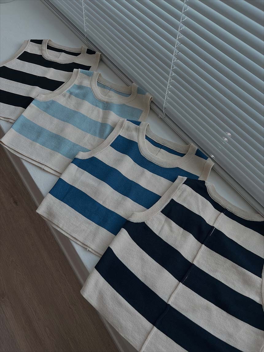 百搭寬條針織背心*4色