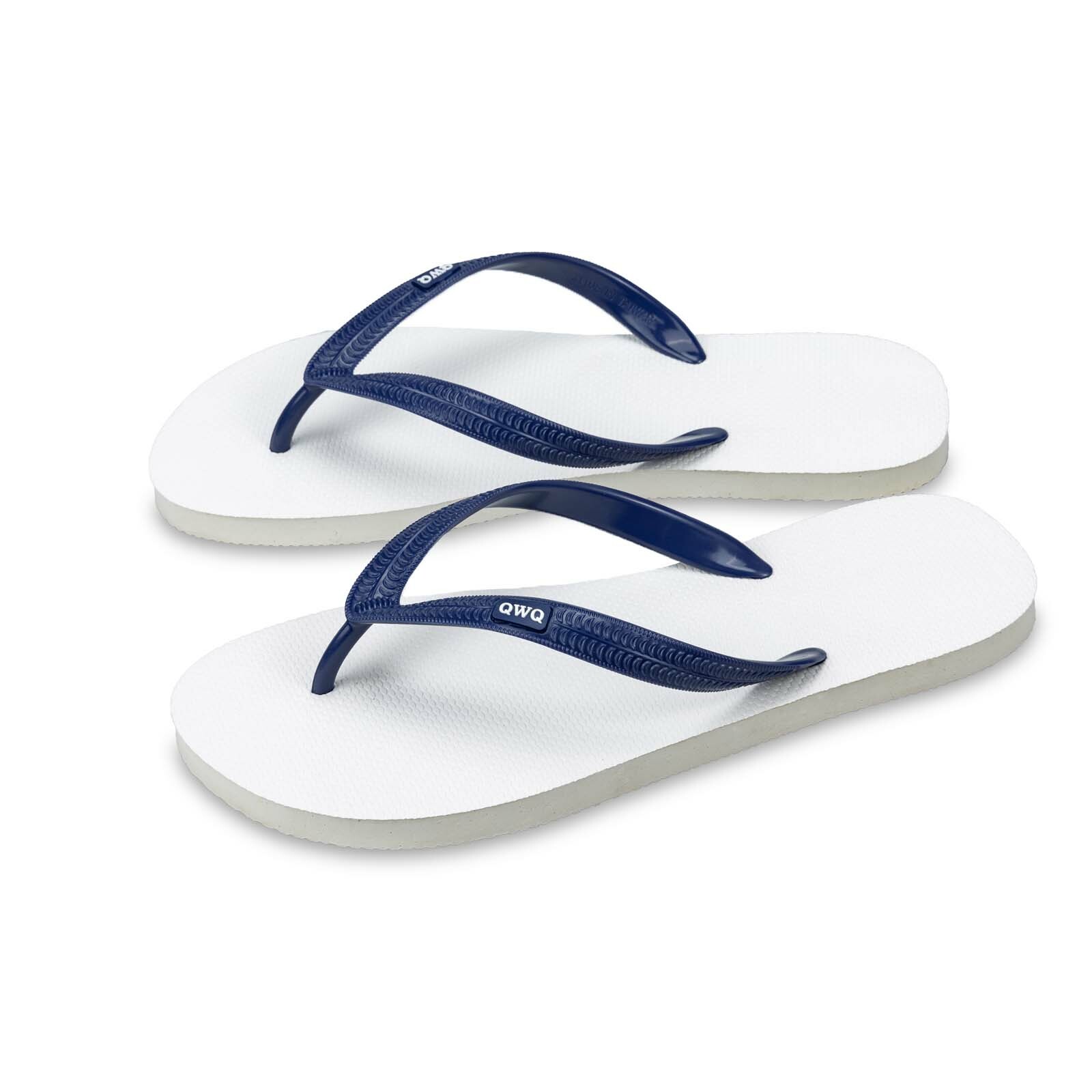 Top跳色系列 【牛奶白】藍鞋帶 男款平底人字夾腳拖