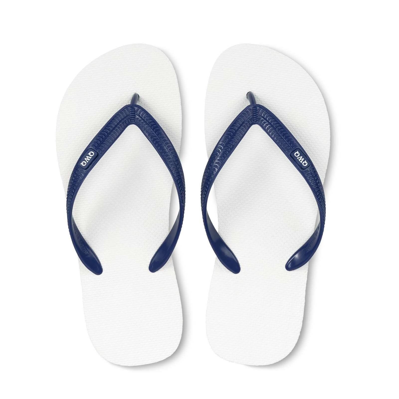 Top跳色系列 【牛奶白】藍鞋帶 男款平底人字夾腳拖