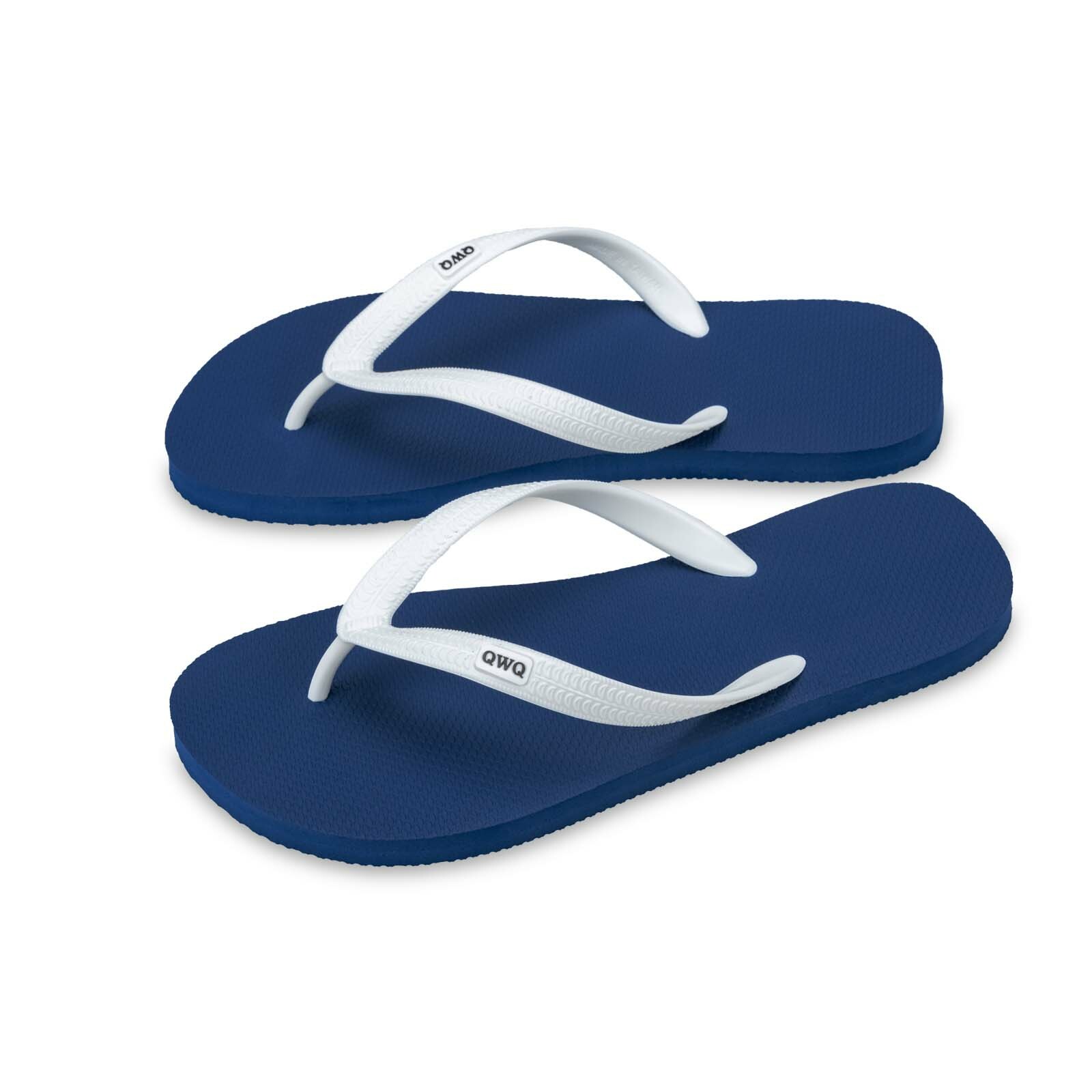 Top跳色系列 【藏青藍】白鞋帶 男款平底人字夾腳拖