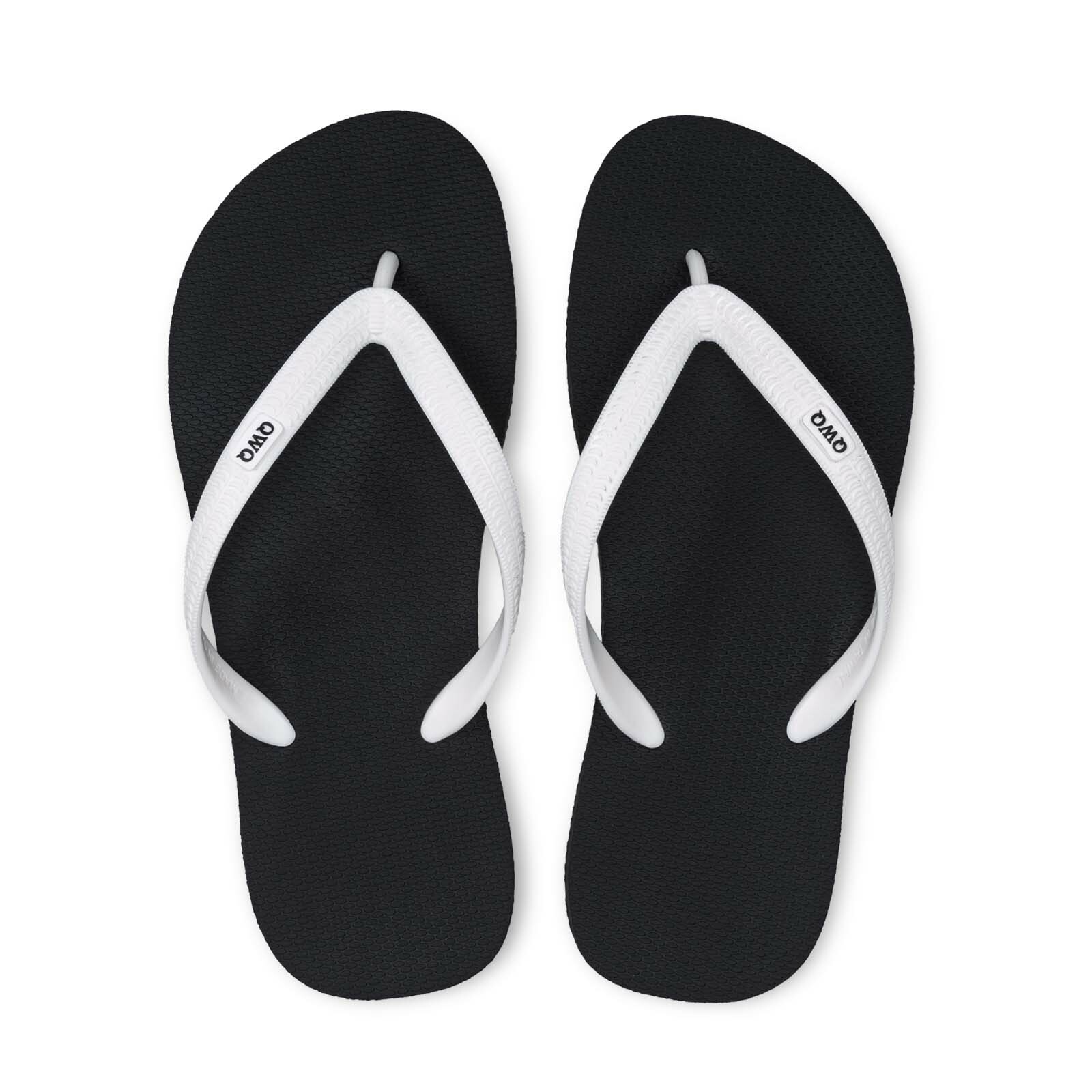 Top跳色系列 【曜石黑】白鞋帶 男款平底人字夾腳拖