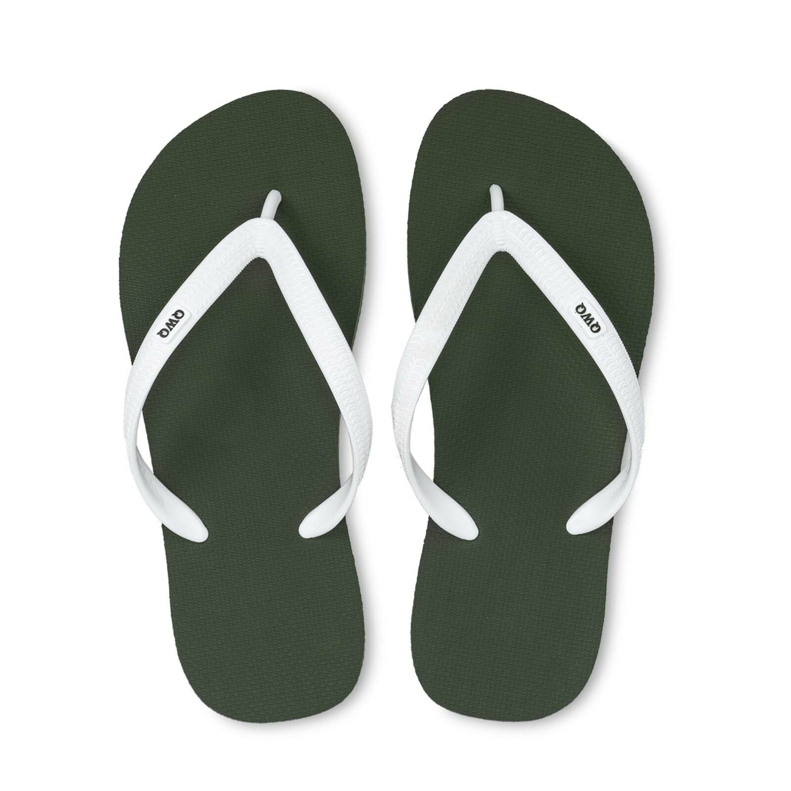 Top跳色系列 【夜幕綠】白鞋帶 男款平底人字夾腳拖