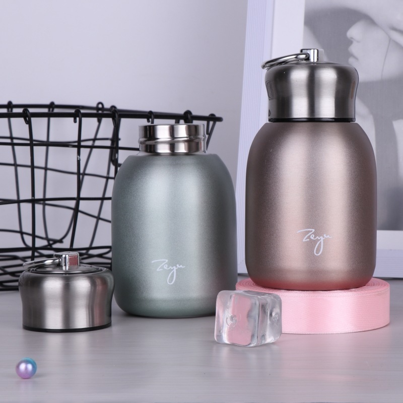 清新小巧不銹鋼磨砂真空保溫杯300ml