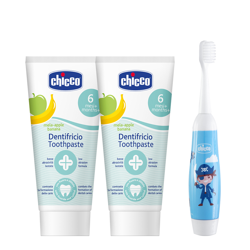 兒童電動牙刷組(蘋果香蕉50MLx2+兒童電動牙刷x1)