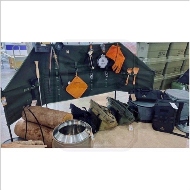 Brennholz 陣幕 陣圍 黑色 軍綠 桿子 圍布 韓國製 收納袋 掛架 免拉繩 焚火 露營