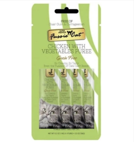 Fussie Cat小食- 雞肉+健康蔬菜醬  [4 x 14G]