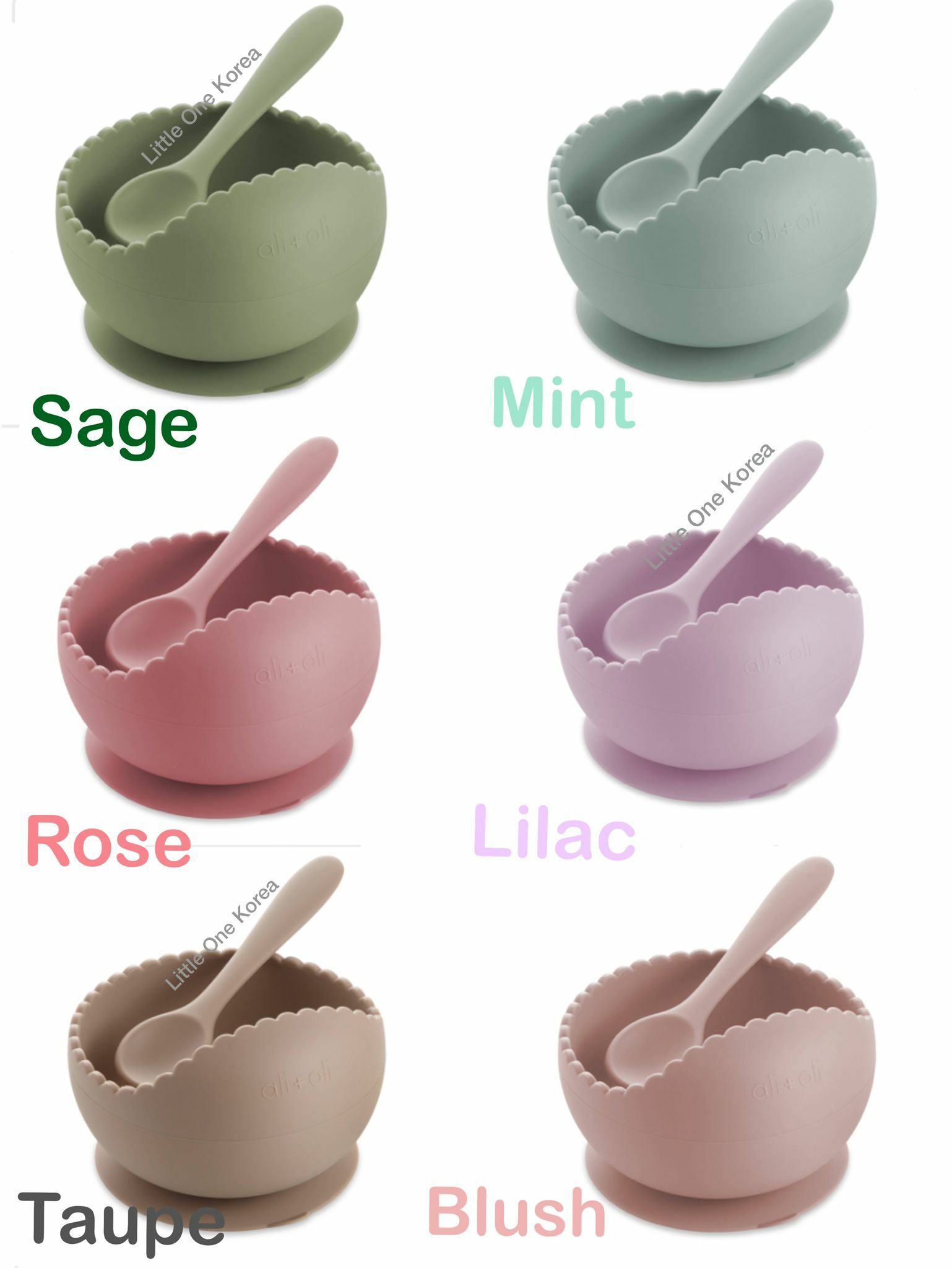 Ali+Oli Suction Bowl & Spoon Set (Sage)